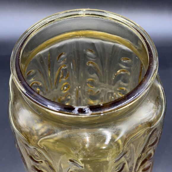 L E Smith Amber Atterbury Scroll Glass Canister Cookie Apothecary Jar 9" 1970s - Picture 13 of 14